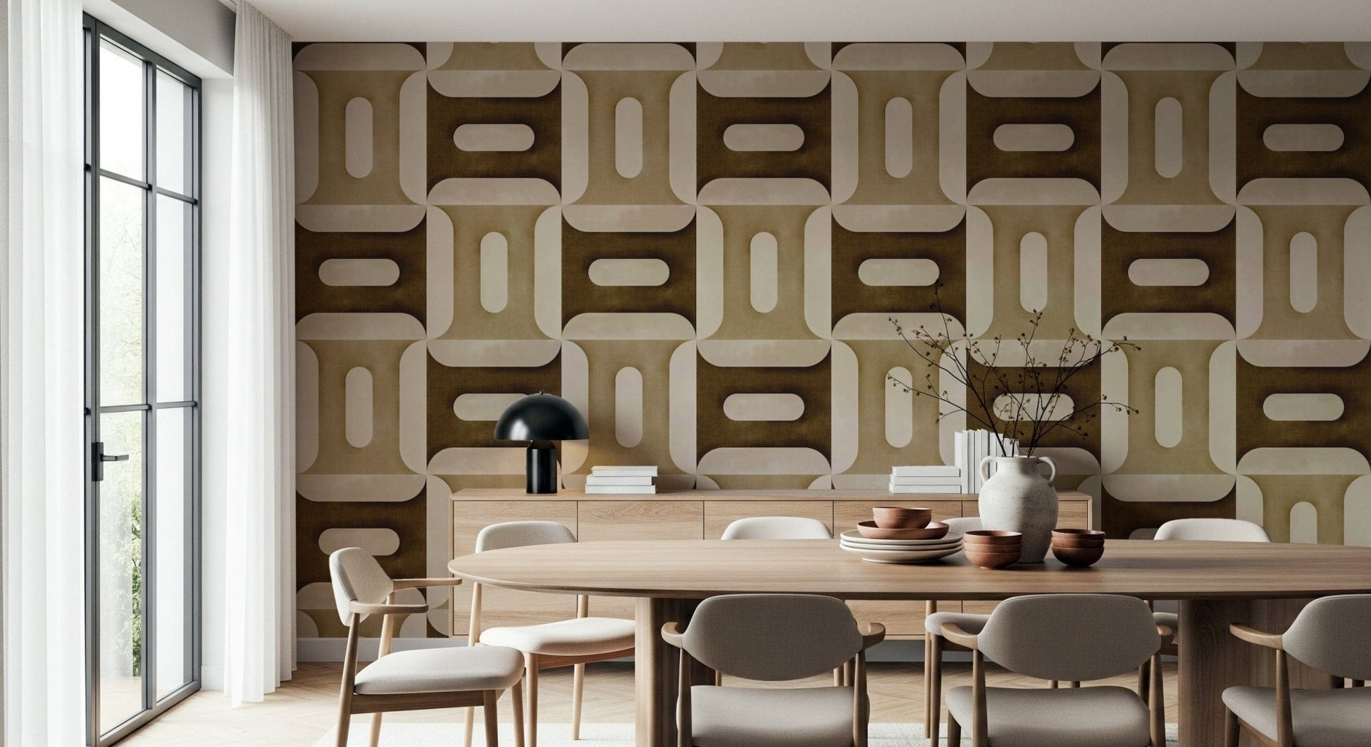 Modern Textured Geometries Earthy Wallpaper⁠
