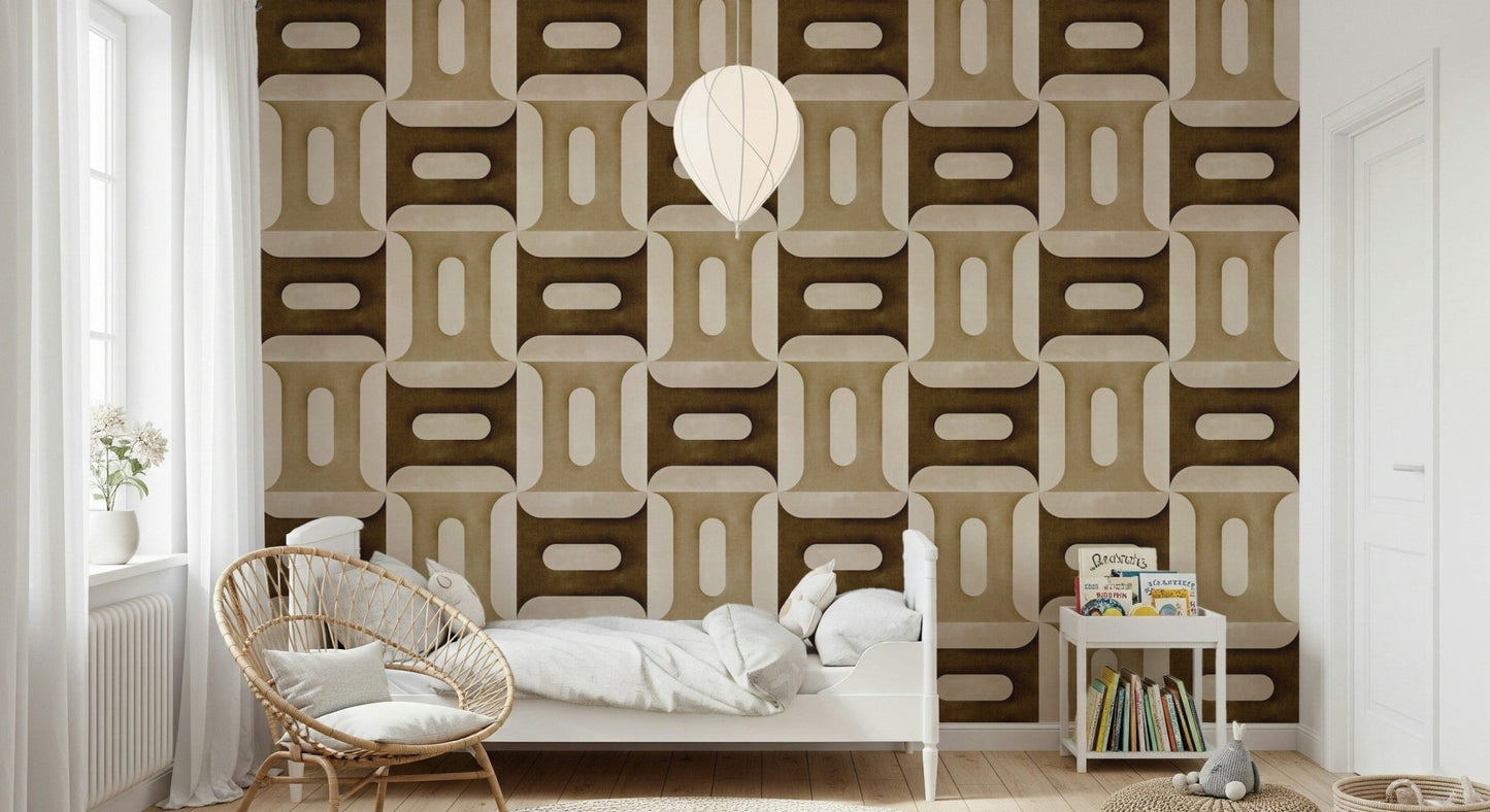 Modern Textured Geometries Earthy Wallpaper⁠