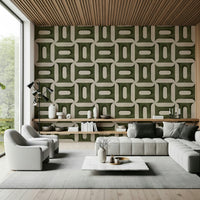 Modern Textured Geometries Olive Wallpaper⁠