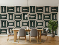 Modern Textured Geometries Vintage Denim Wallpaper⁠