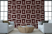 Modern Textured Geometries Wine Wallpaper⁠