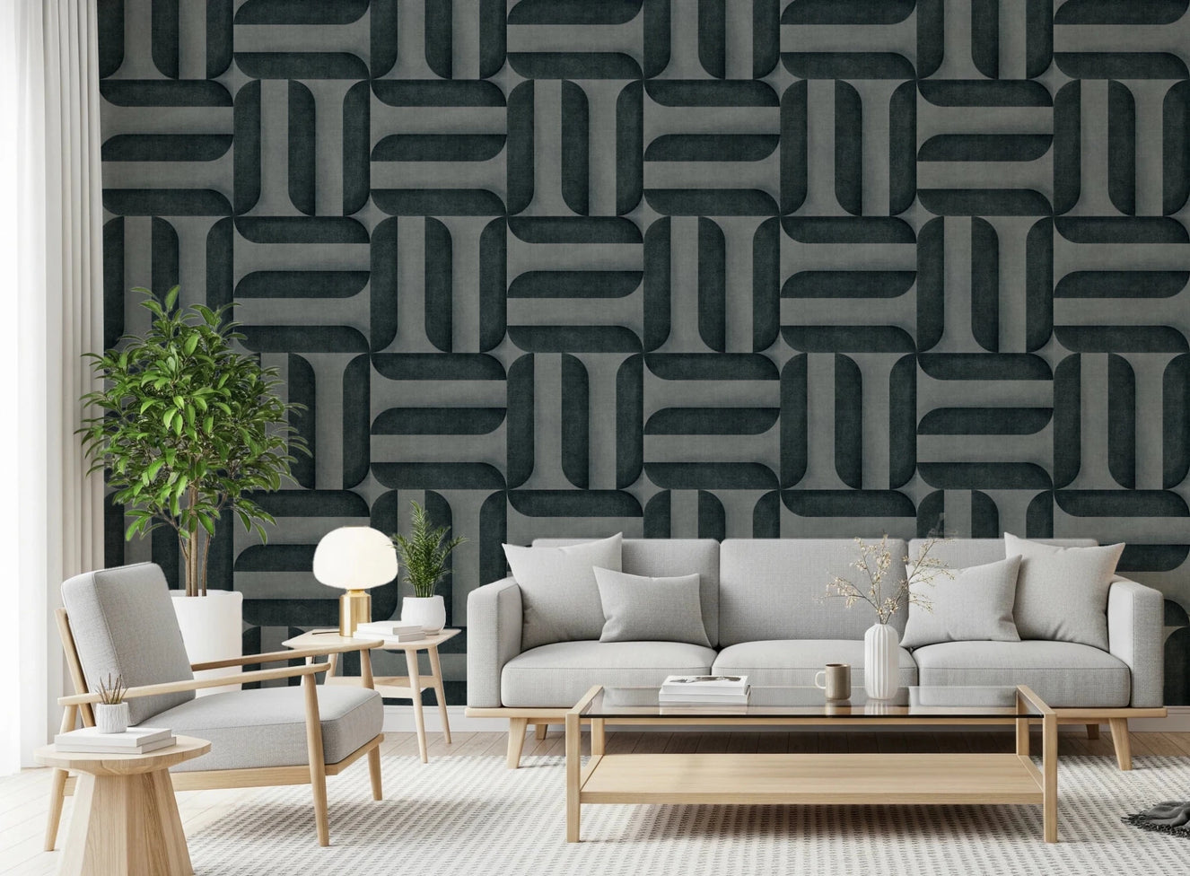 Modern Textured Signs Vintage Denim Wallpaper⁠