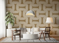 Modern Textured Tiles Camel Wallpaper⁠