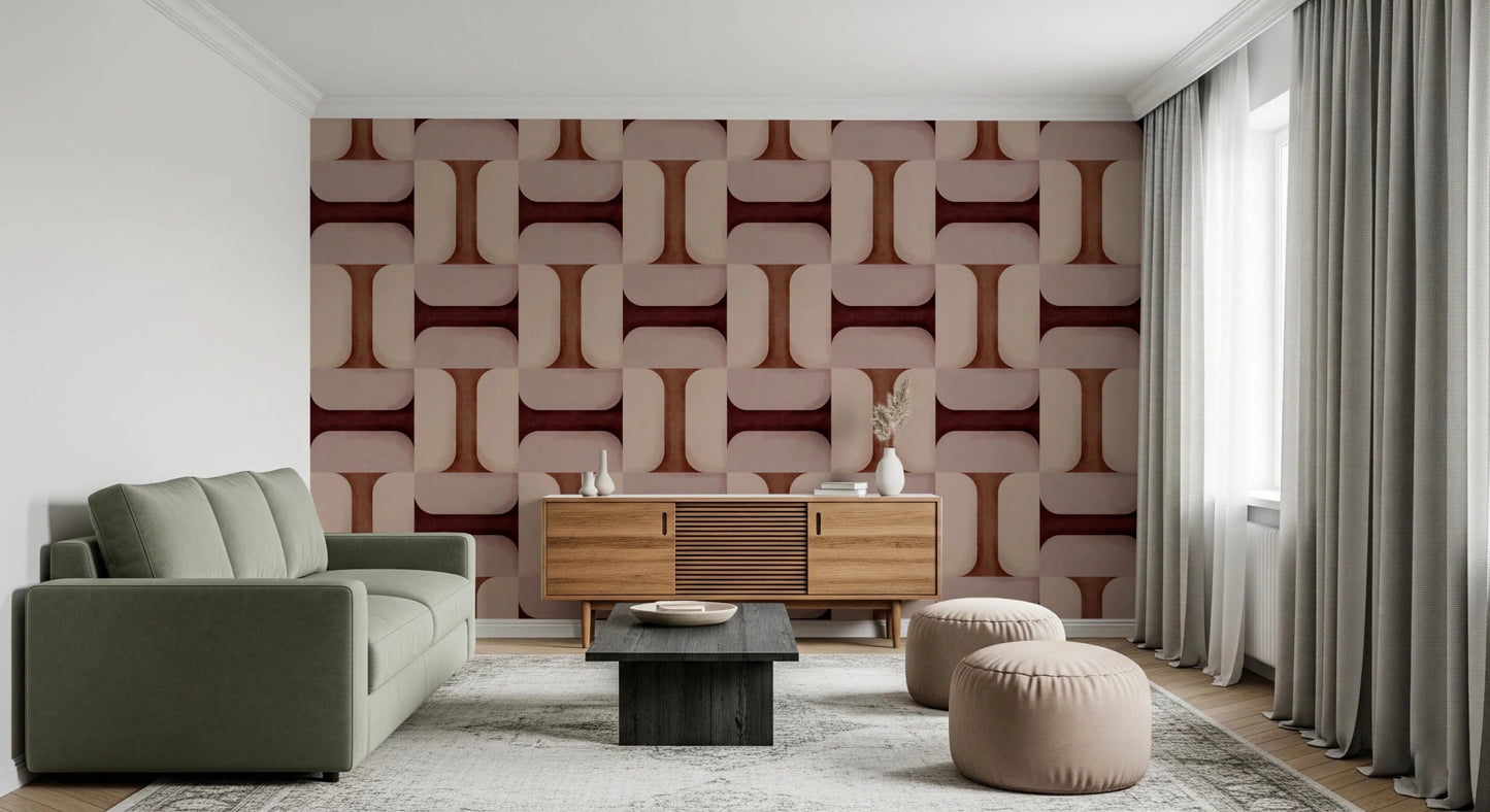 Modern Textured Tiles Clay Wallpaper⁠