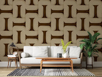 Modern Textured Tiles Umber Wallpaper⁠