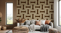 Modern Textured Tiles Umber Wallpaper⁠