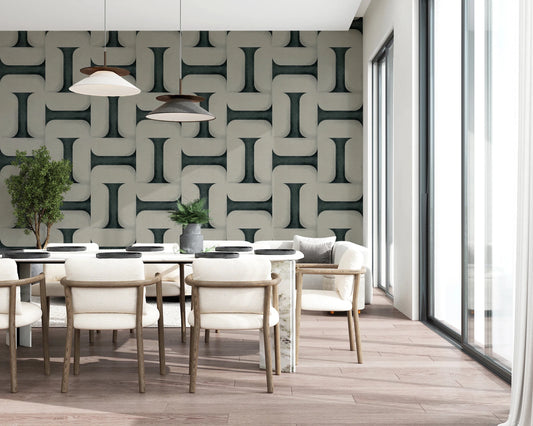 Modern Textured Tiles Vintage Denim Wallpaper⁠
