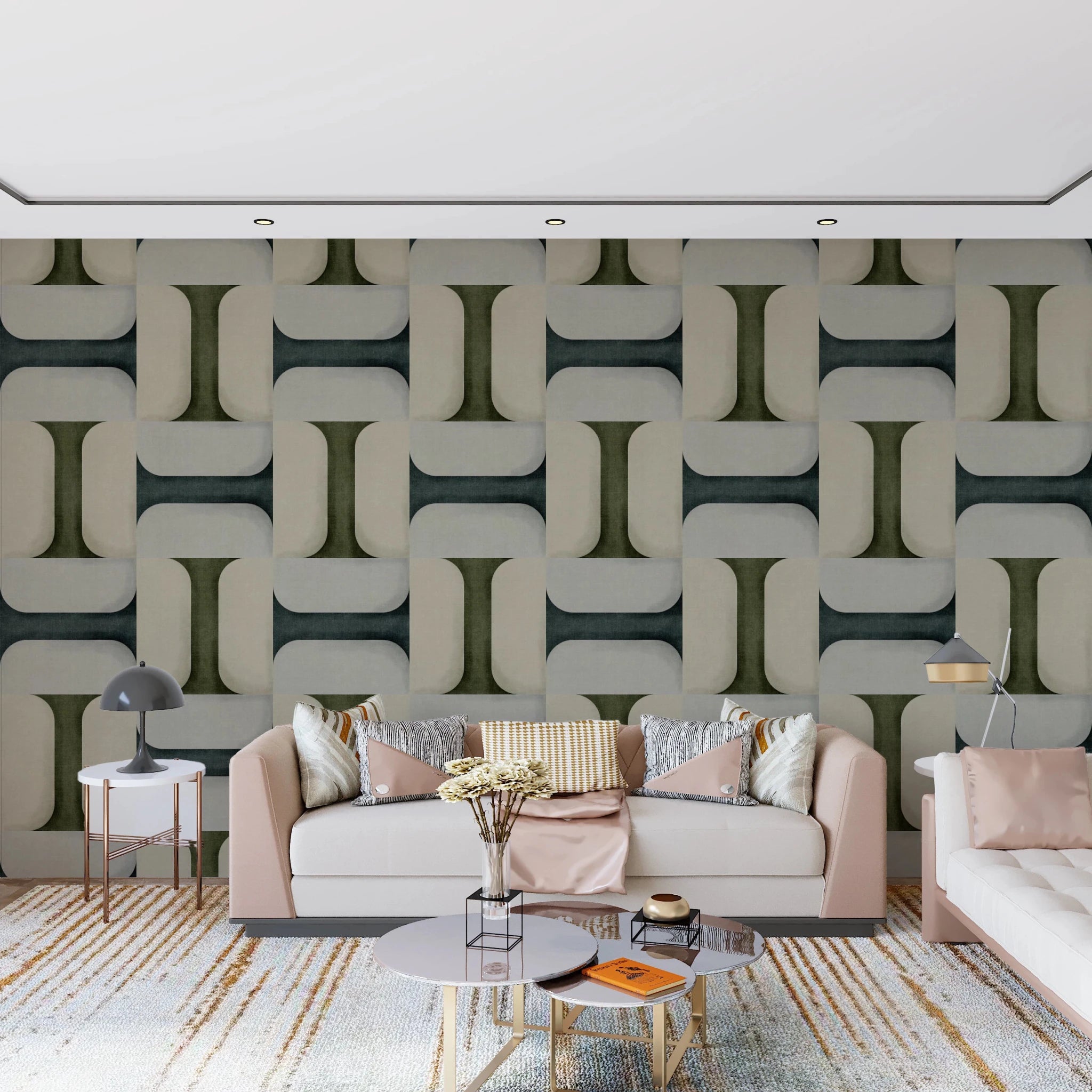 Modern Textured Tiles Winter Wallpaper – Soft Geometric Calm