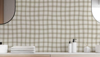 Modern wavy checkered wallpaper mural in neutral tones
