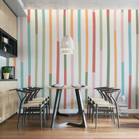 Colorful wavy stripe wallpaper with a playful design
