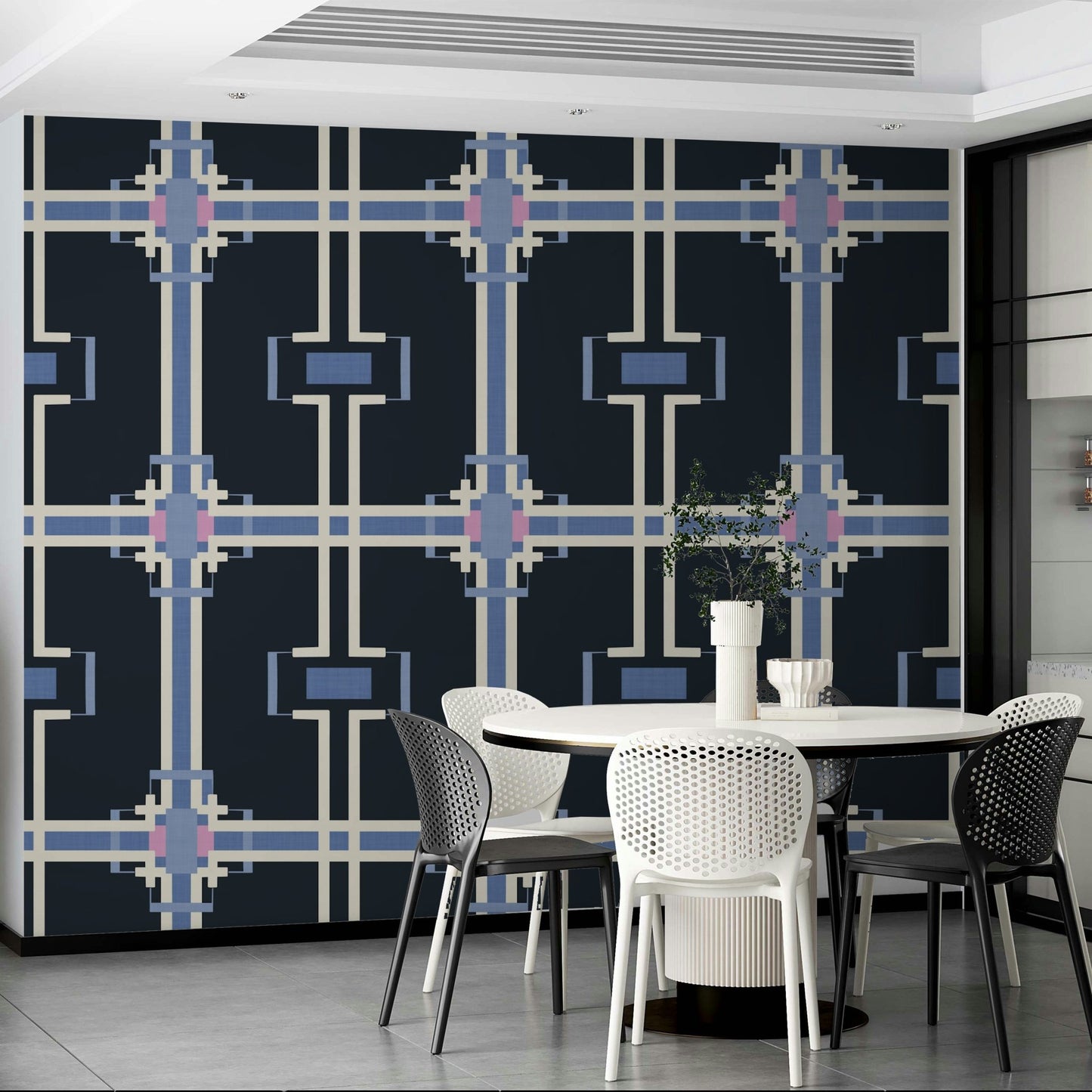 Modernist pixel grid wall mural

