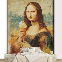 mona lisa with an ice cream cone

