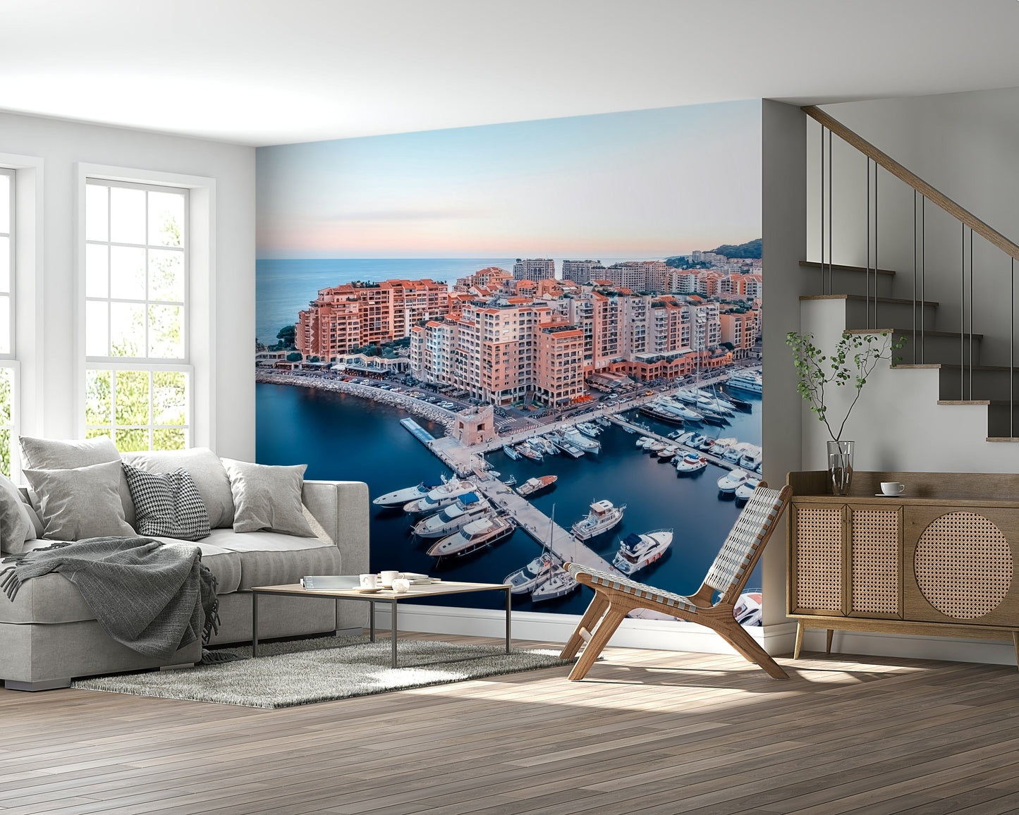 Monaco cityscape buildings Marina View wallpaper exclusive port.