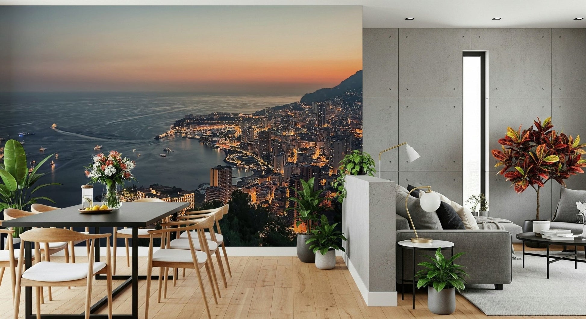 Elegant bay view within Monaco Nights wallpaper for walls.