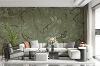 Tropical jungle wall art with monkeys in a lush and vibrant setting