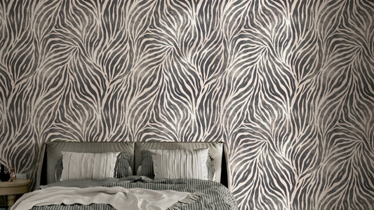 Mono texturerad boho zebra tryck tapet⁠