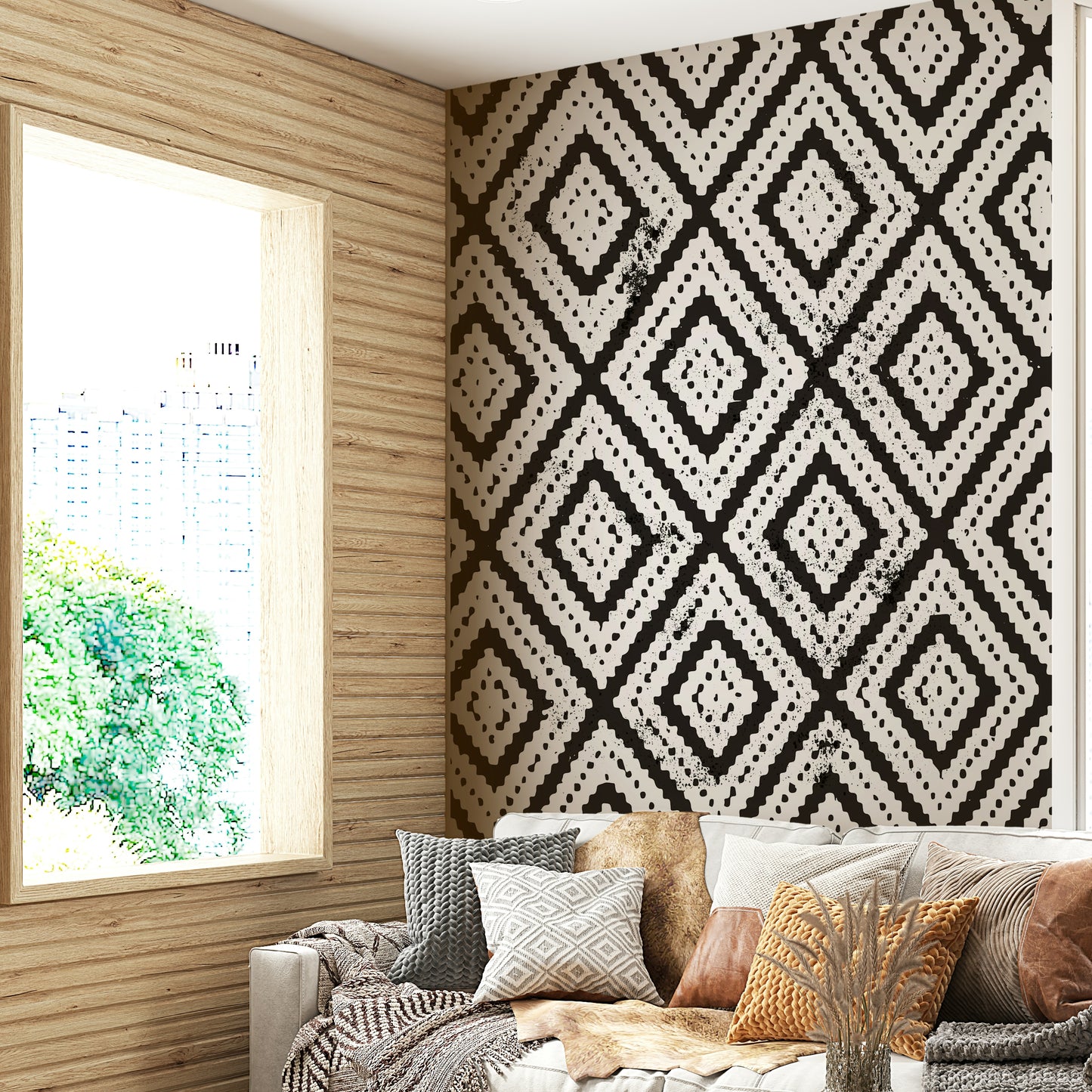 Artistic tiled wallpaper with quiet texture

