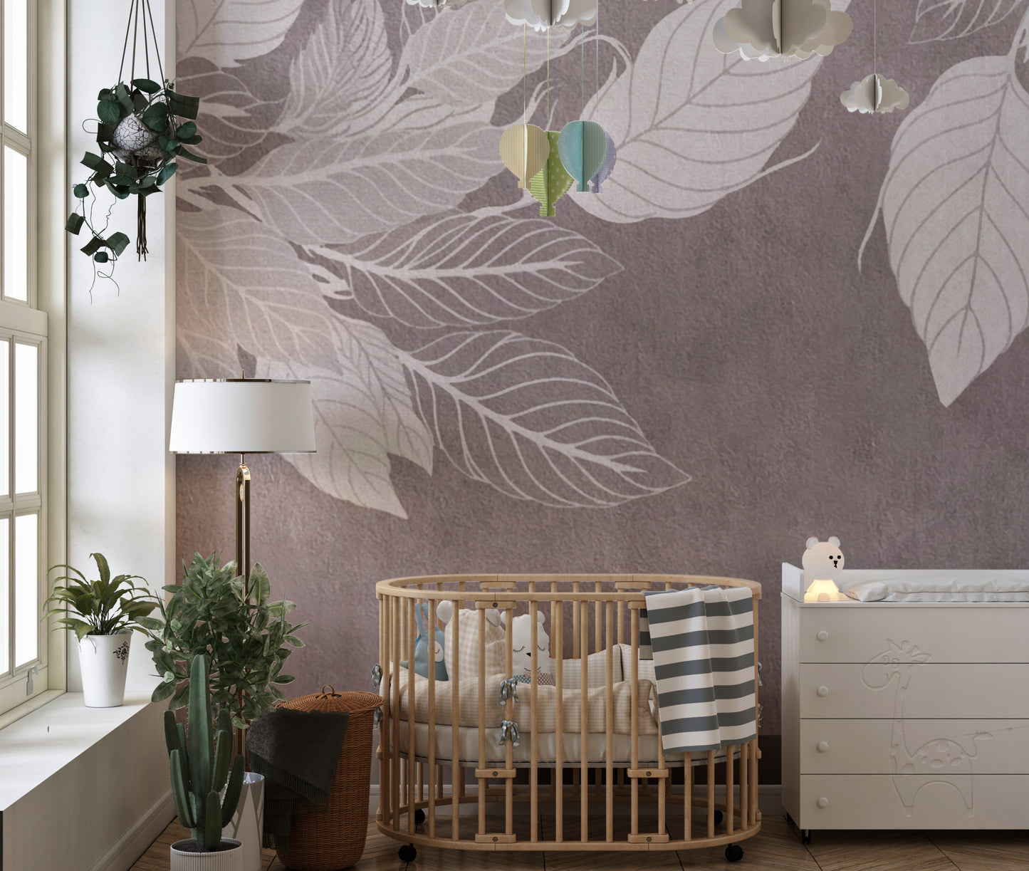 モノクロ植物葉の壁紙