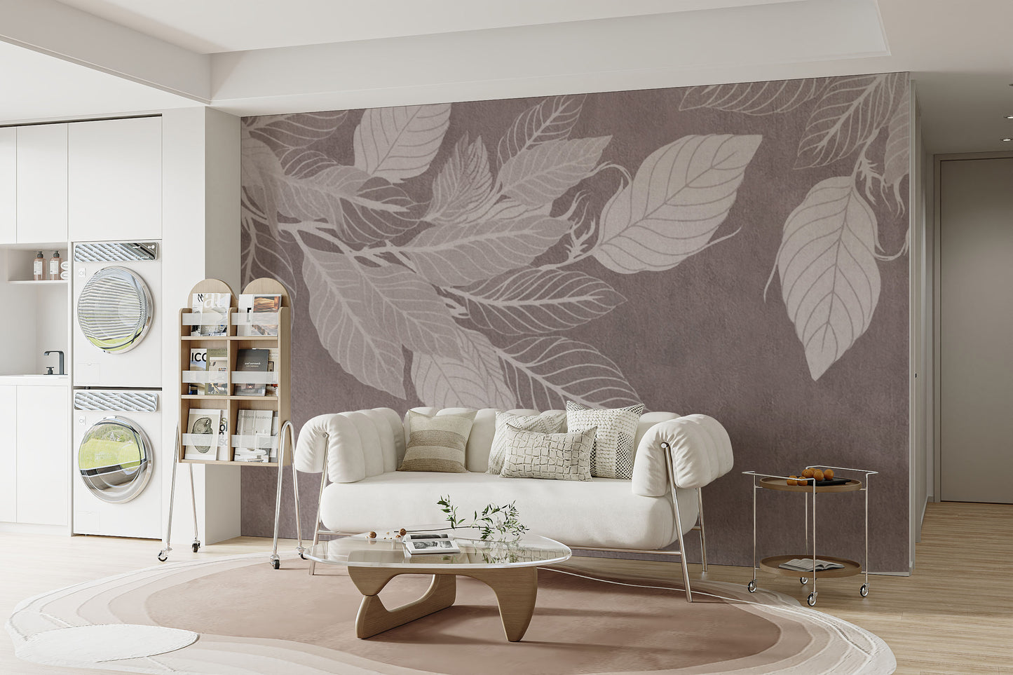 モノクロ植物葉の壁紙