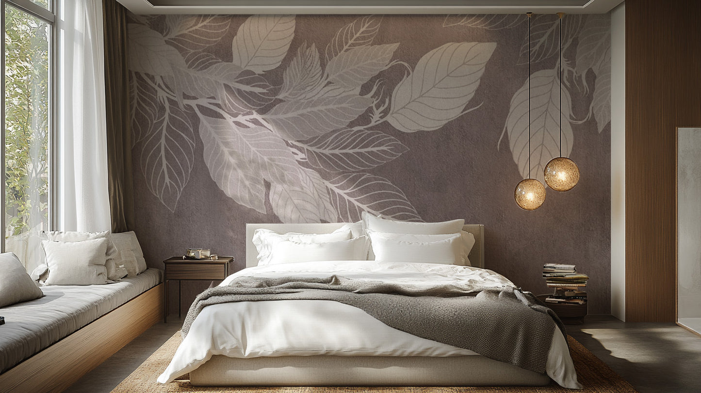 モノクロ植物葉の壁紙