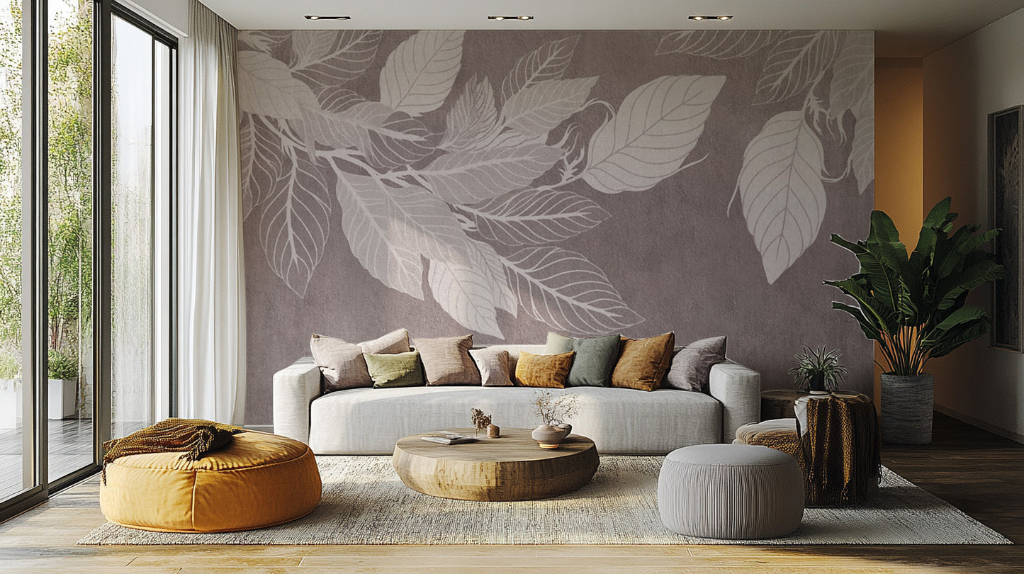 モノクロ植物葉の壁紙