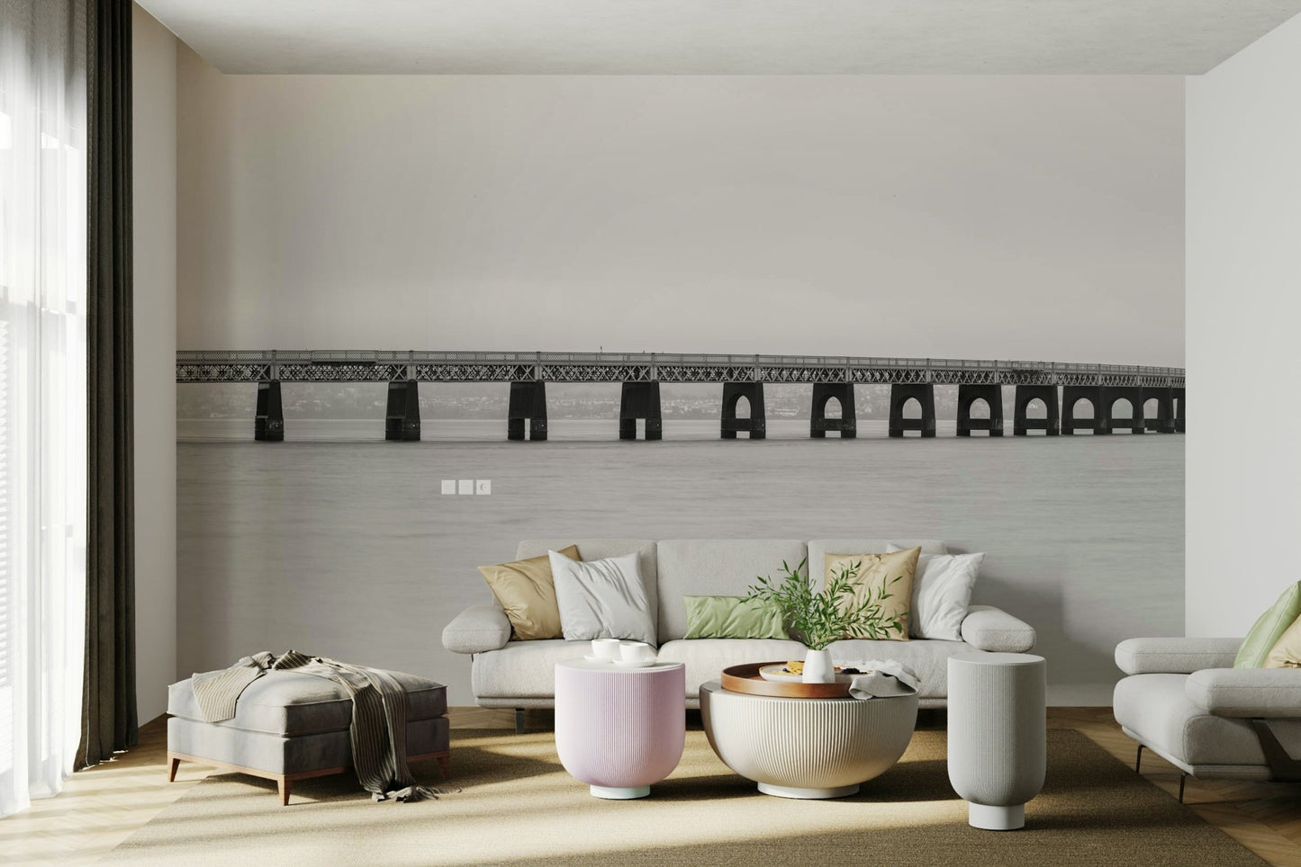 The mural gives a feeling of timeless elegance.

