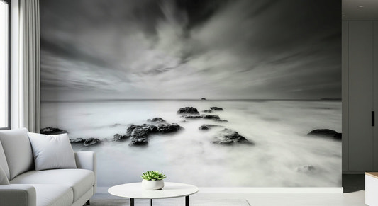 Rêve de paysage marin monochrome Papier peint mural -2528950