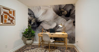 Translucent petal layers Monochrome Petal Ink Flow Harmony mural