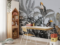 Monochrome Kids Jungle Wallpaper Mural - Giffywalls