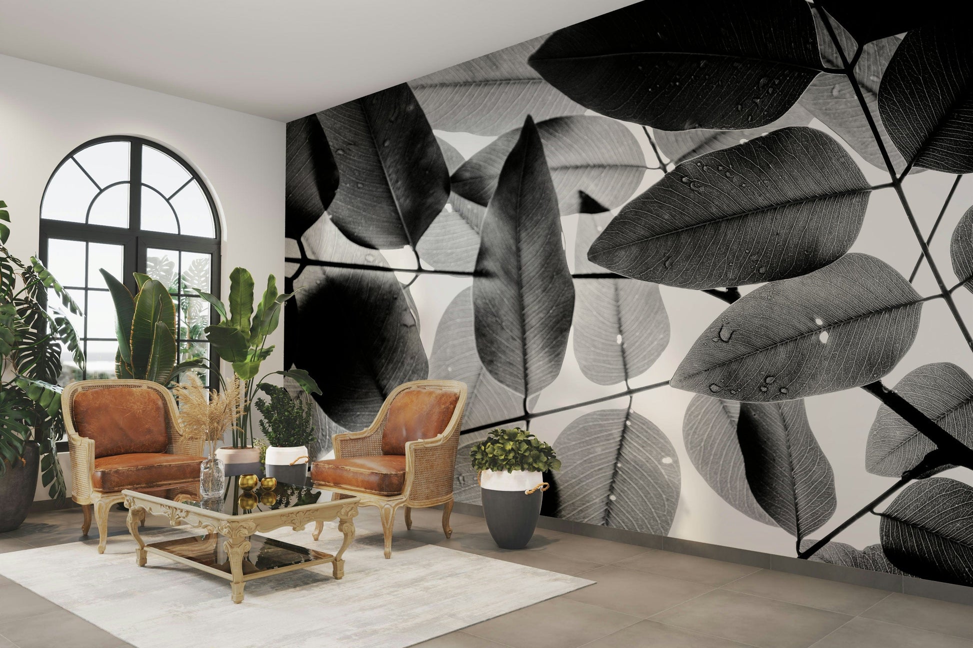A classic abstract leaf wallpaper for walls.

