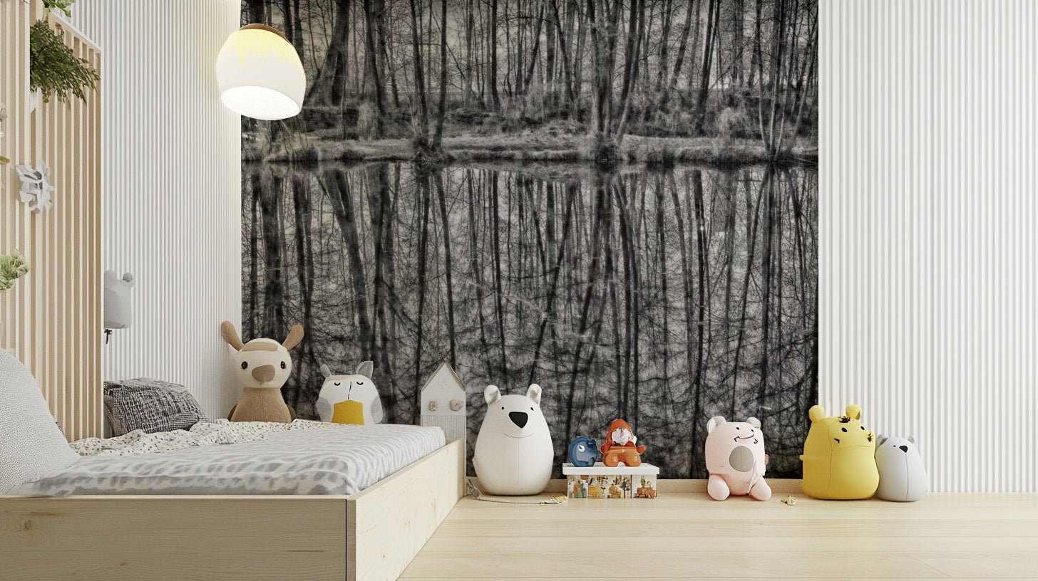 Monochrome reflection mural wallpaper
