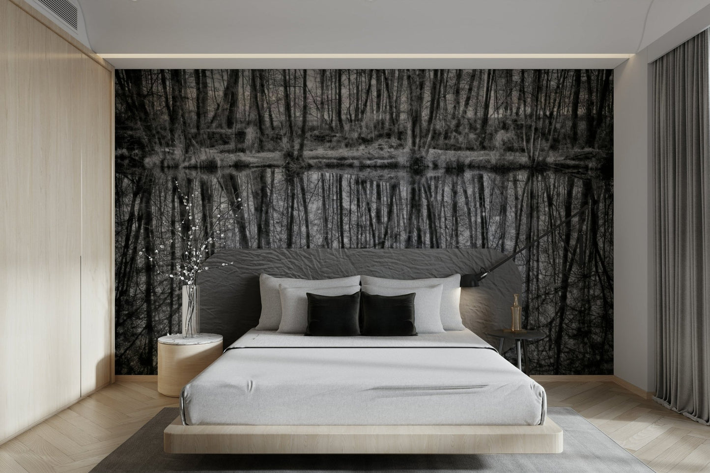 Serene water reflection wall mural
