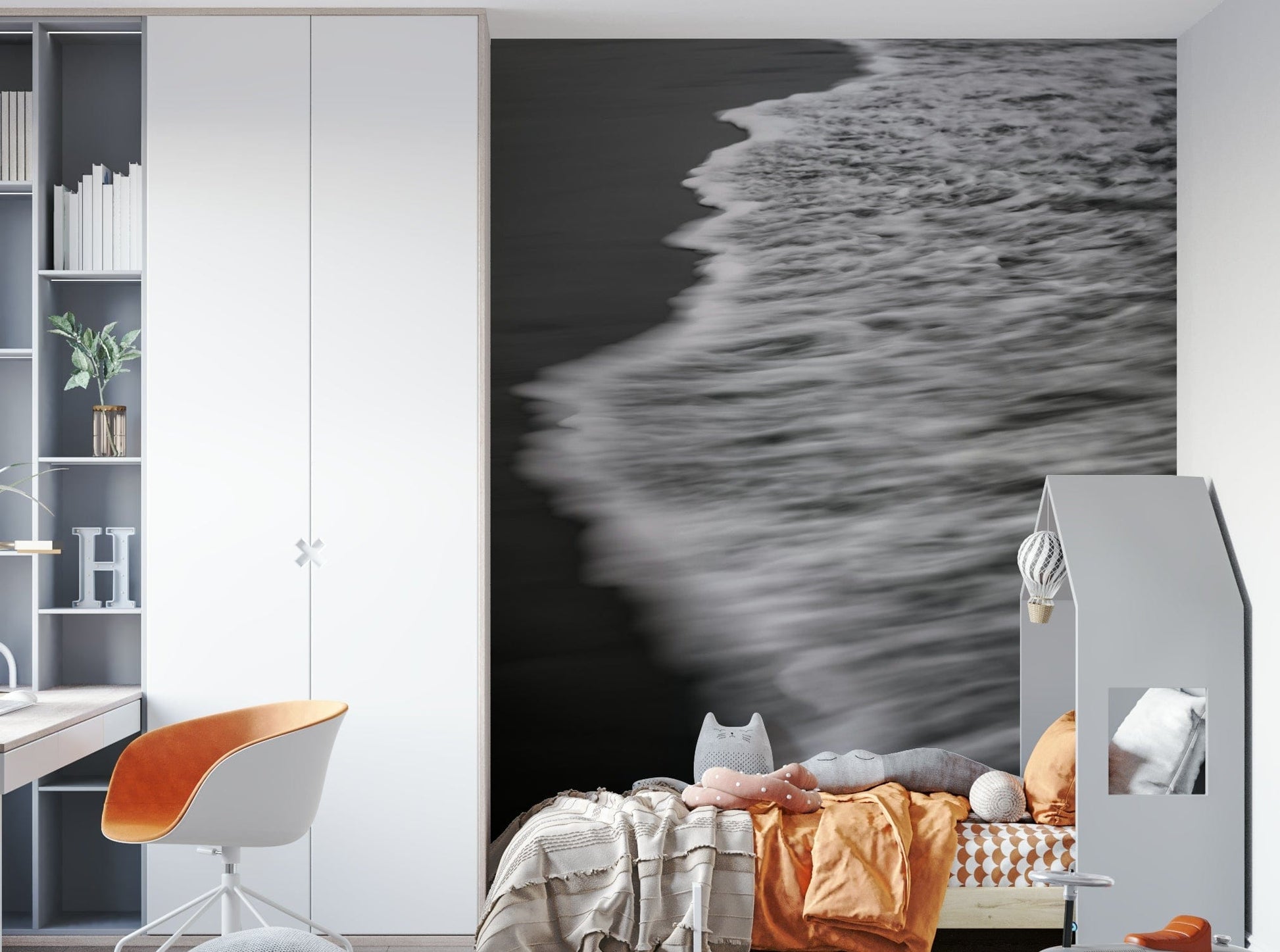 An interior view showing a wall decorated with a Spirit Shorelines Wall Mural.