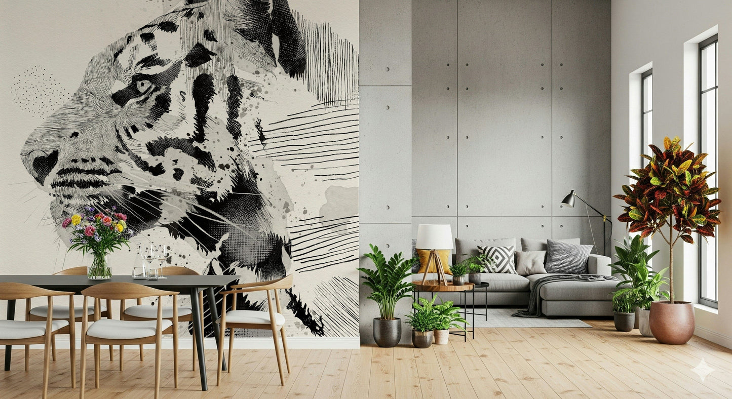 Ritratto di tigre in inchiostro murale