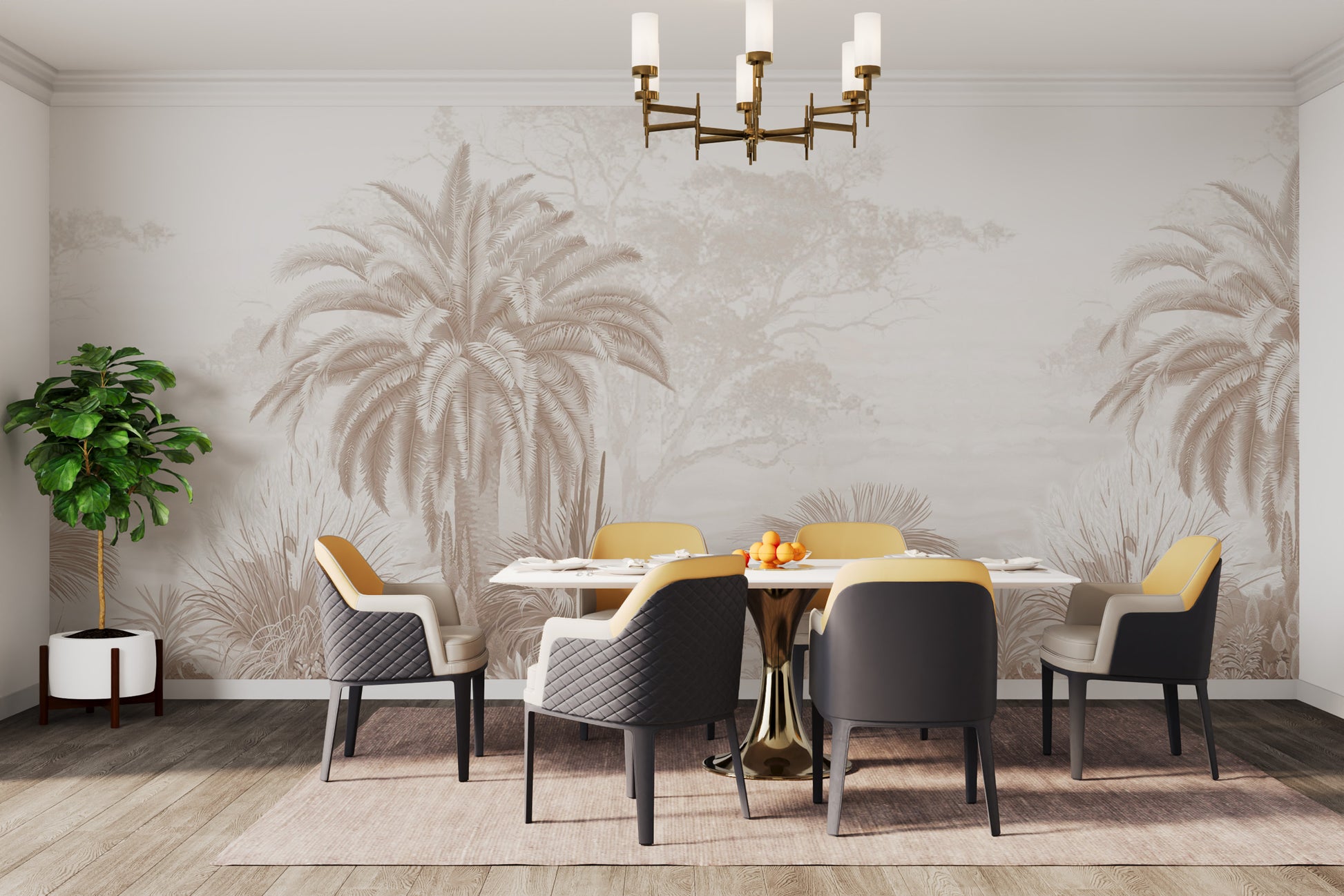 Nature-inspired tropical forest wall mural
