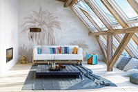 Tropical palm wallpaper with lush greenery
