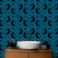 Beautiful Moon Blue Background Wallpaper mural