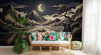 Hallway mountain serenity wall mural with calm lake scene