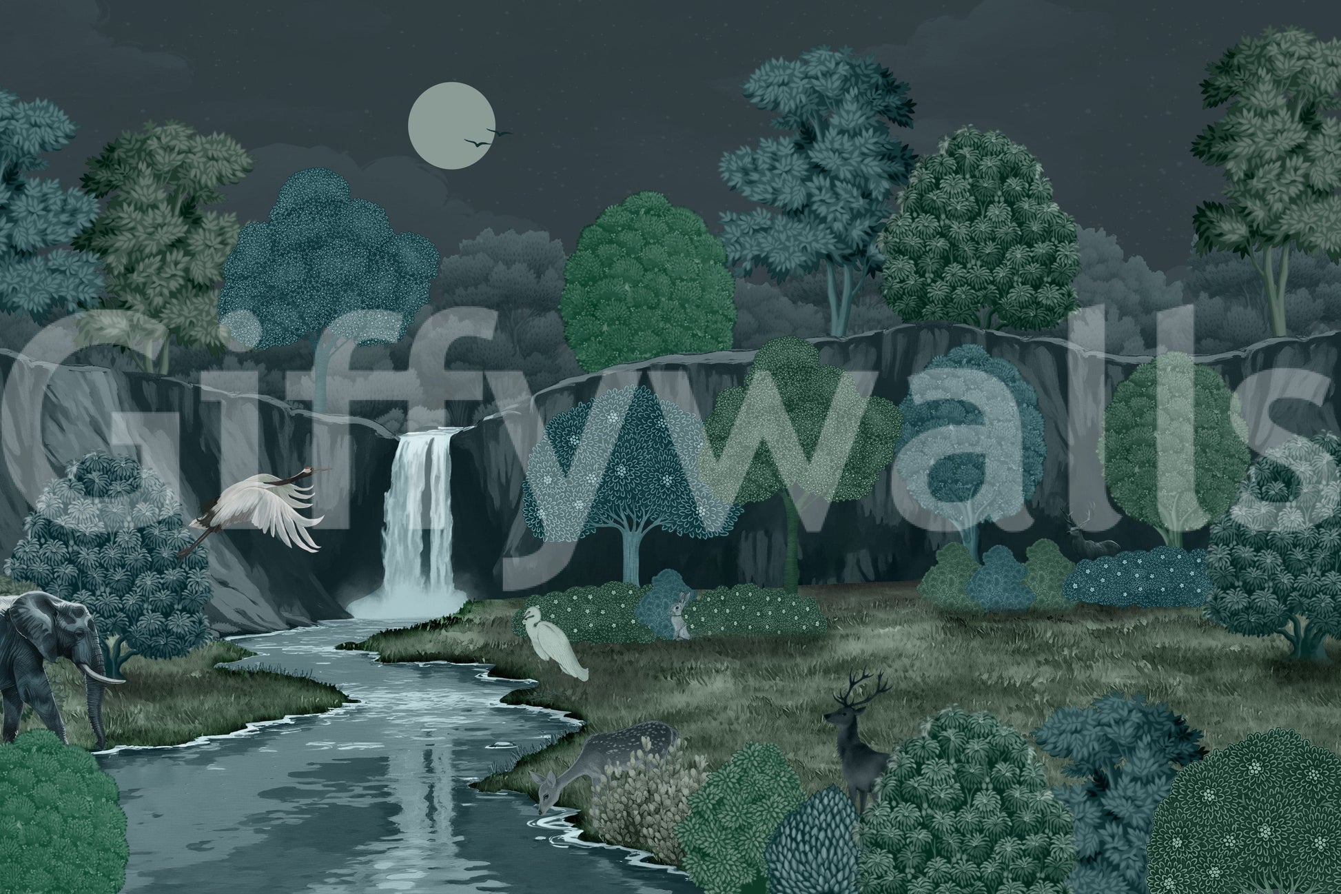 The style is a soft-focus illustration or a painterly design.

