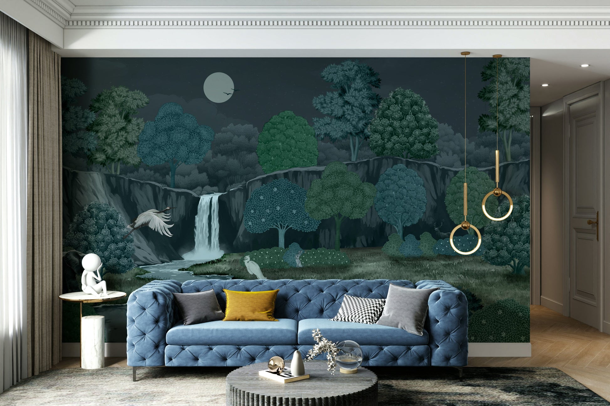 The colors are gentle and cool, with a muted blue and gray palette.

