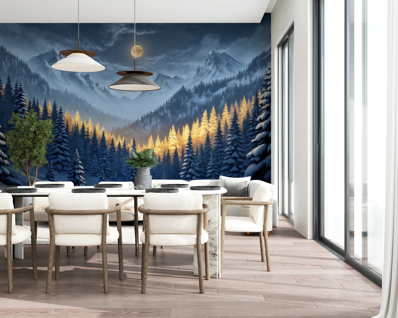 Moonlit Winterscape Wall Mural