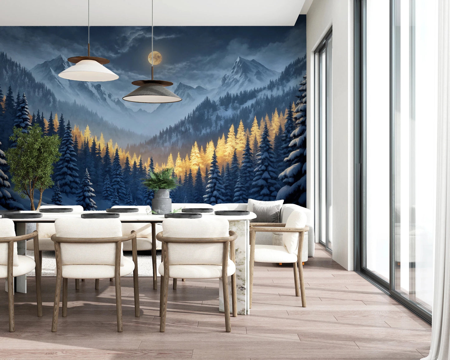 Moonlit Winterscape Wall Mural