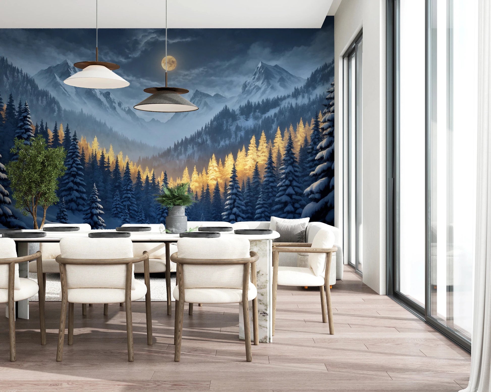 Moonlit Winterscape Wall Mural