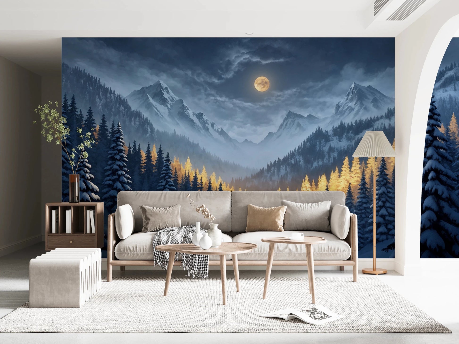 Moonlit Winterscape Wall Mural