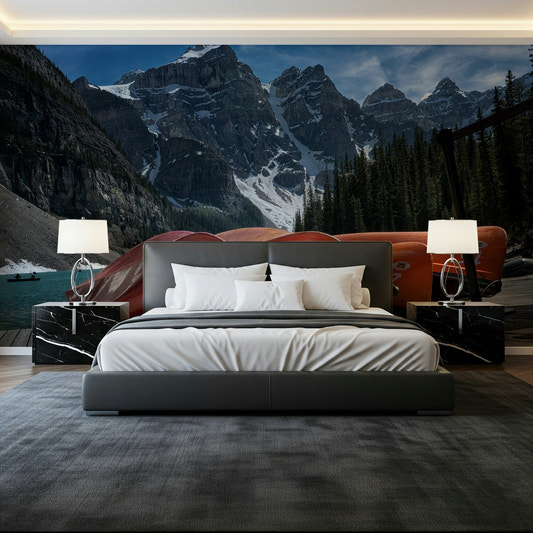 Moraine Lake Canoes Wall Mural -2321250