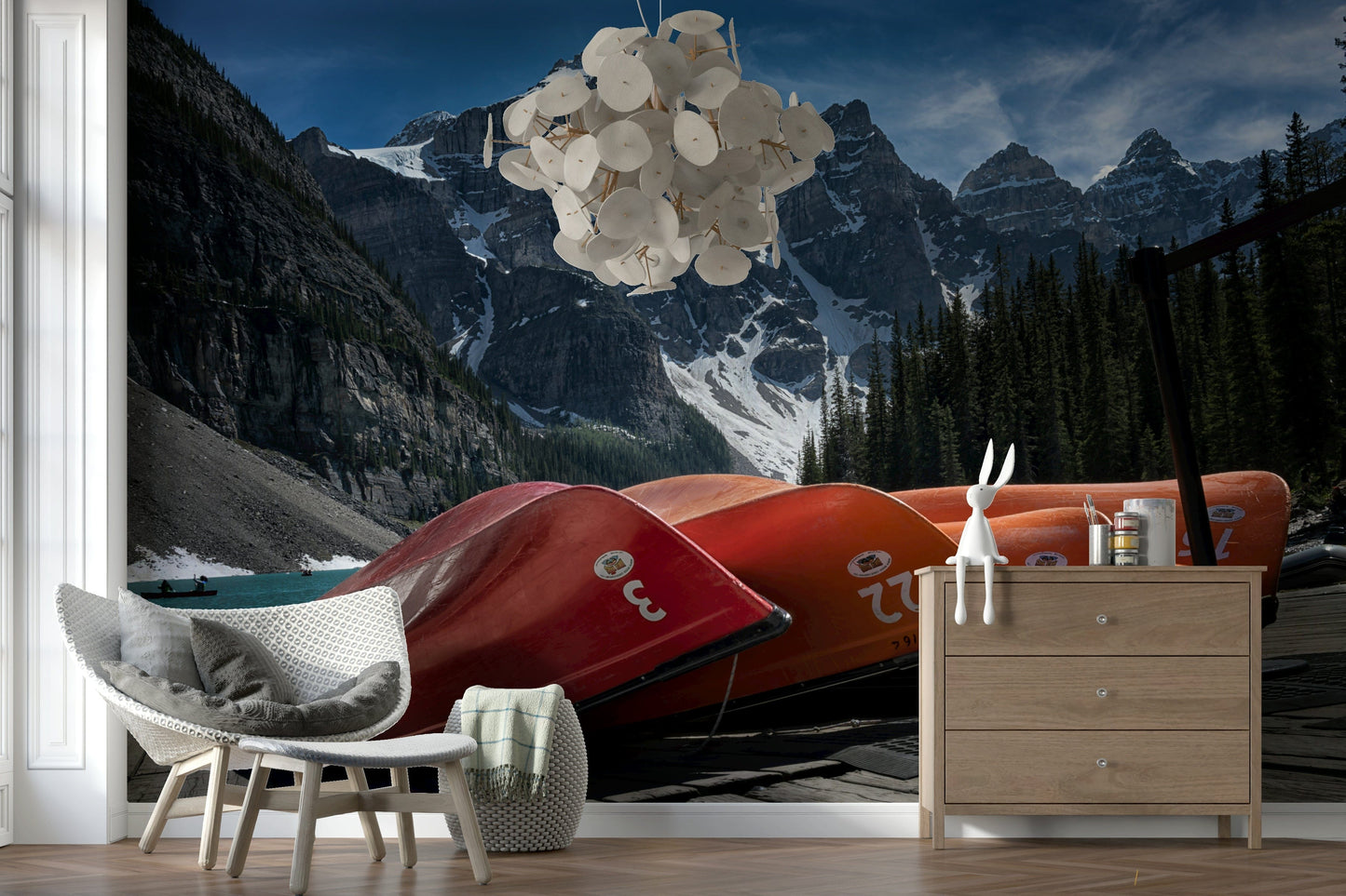 Moraine Lake Canoes Wall Mural -2321250