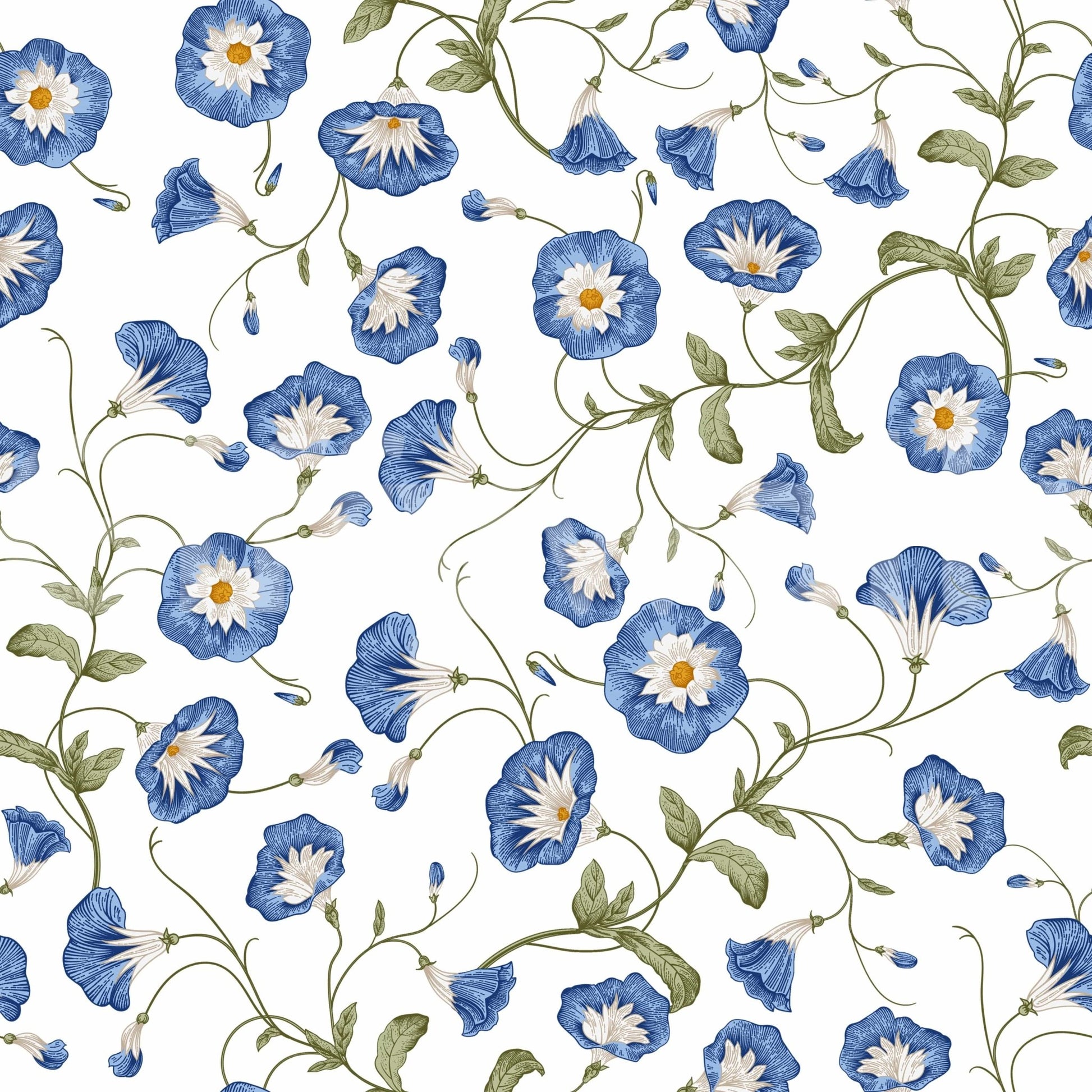 Classic floral Morning Glory wallpaper accentuating traditional home styling