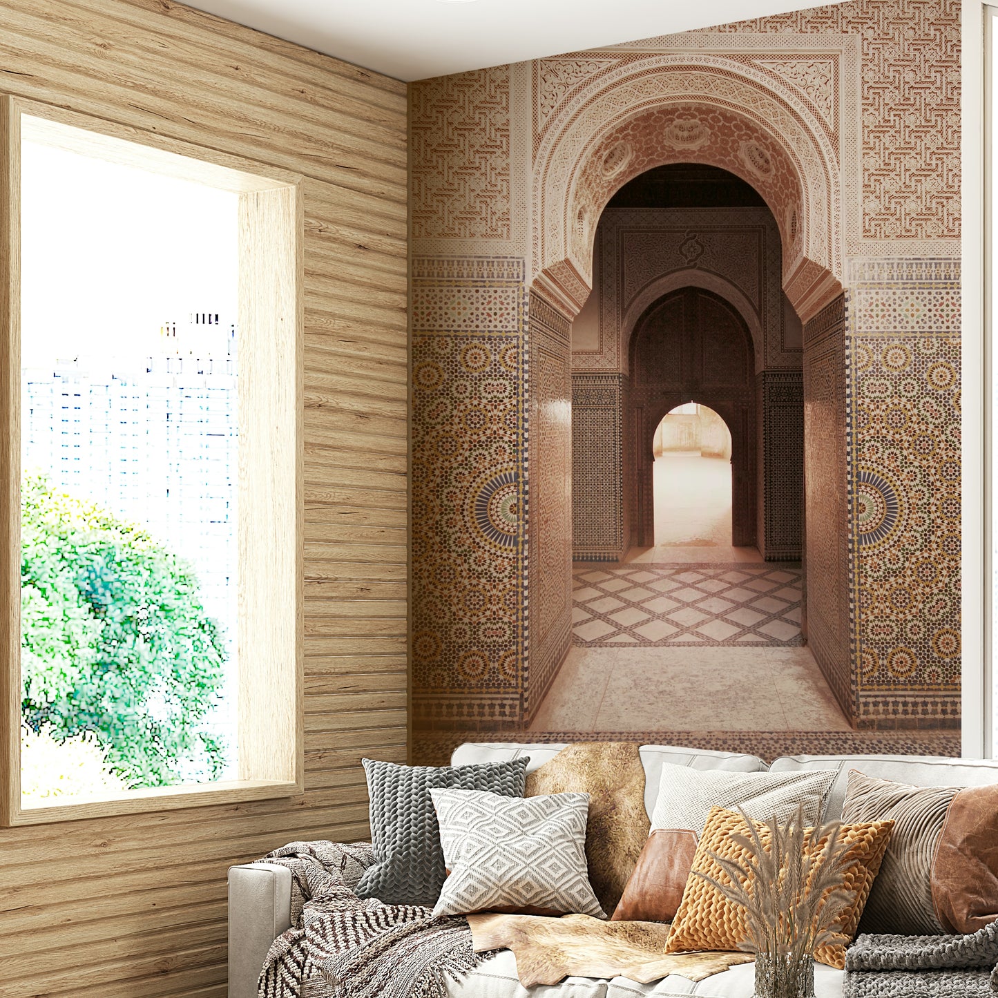 Exotic Moroccan mural with vintage textures


