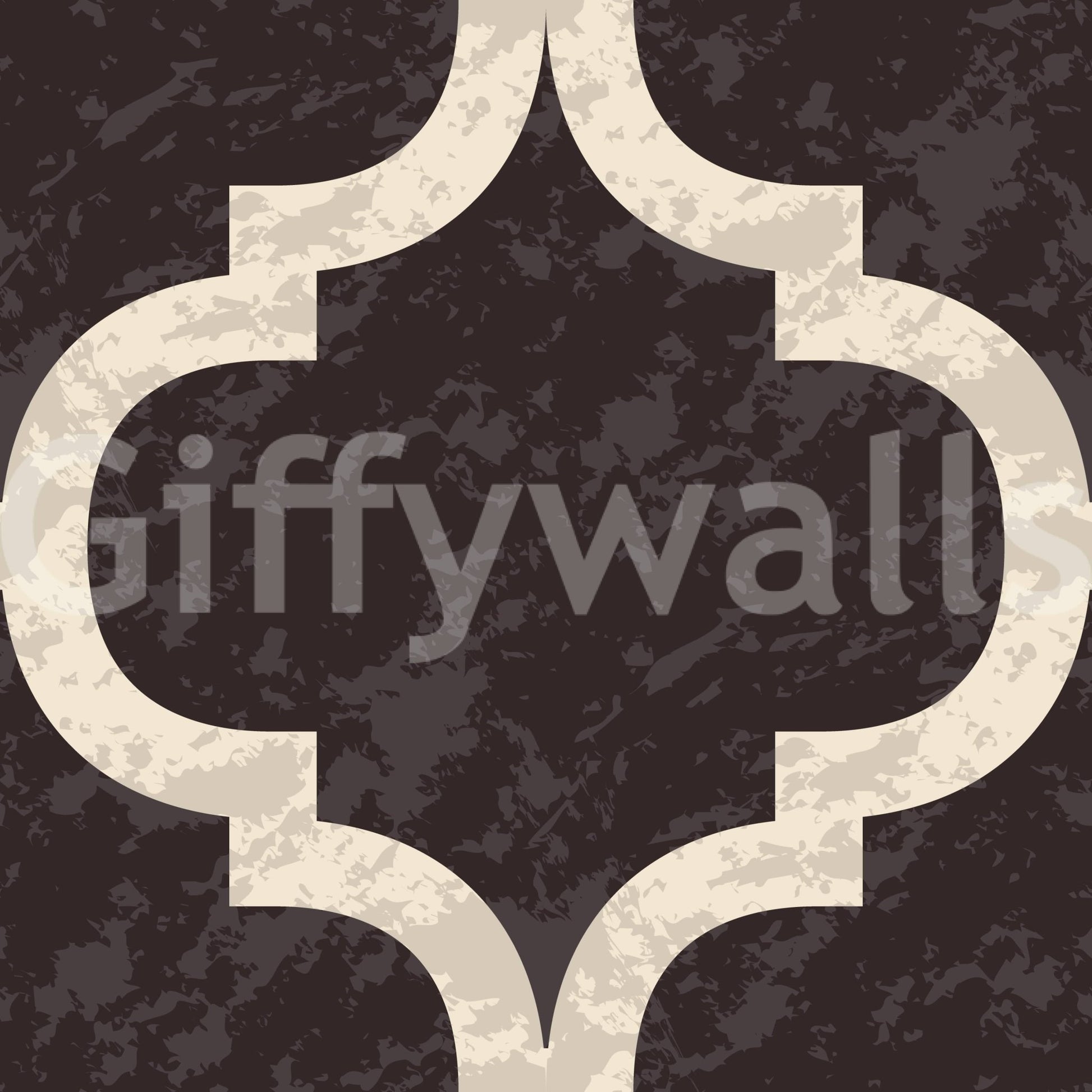 Traditional Moroccan Ogee Black Cocoa graphic printed wall mural.