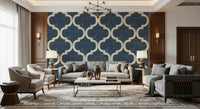 Moroccan Ogee Twilight Blue wallpaper for walls elegant pattern.